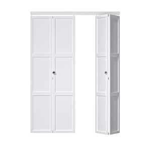 48 in. x 80.5 in. 3-Lite Panel Composite Solid Core MDF White Finished Closet Bifold Door with Hardware