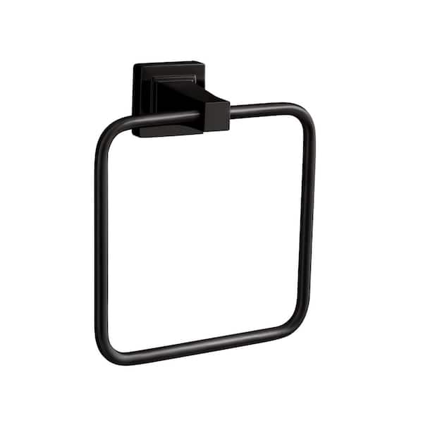 SIGNATURE HARDWARE Rigi 6-3/4 in. Wall Mounted Towel Ring in Matte Black