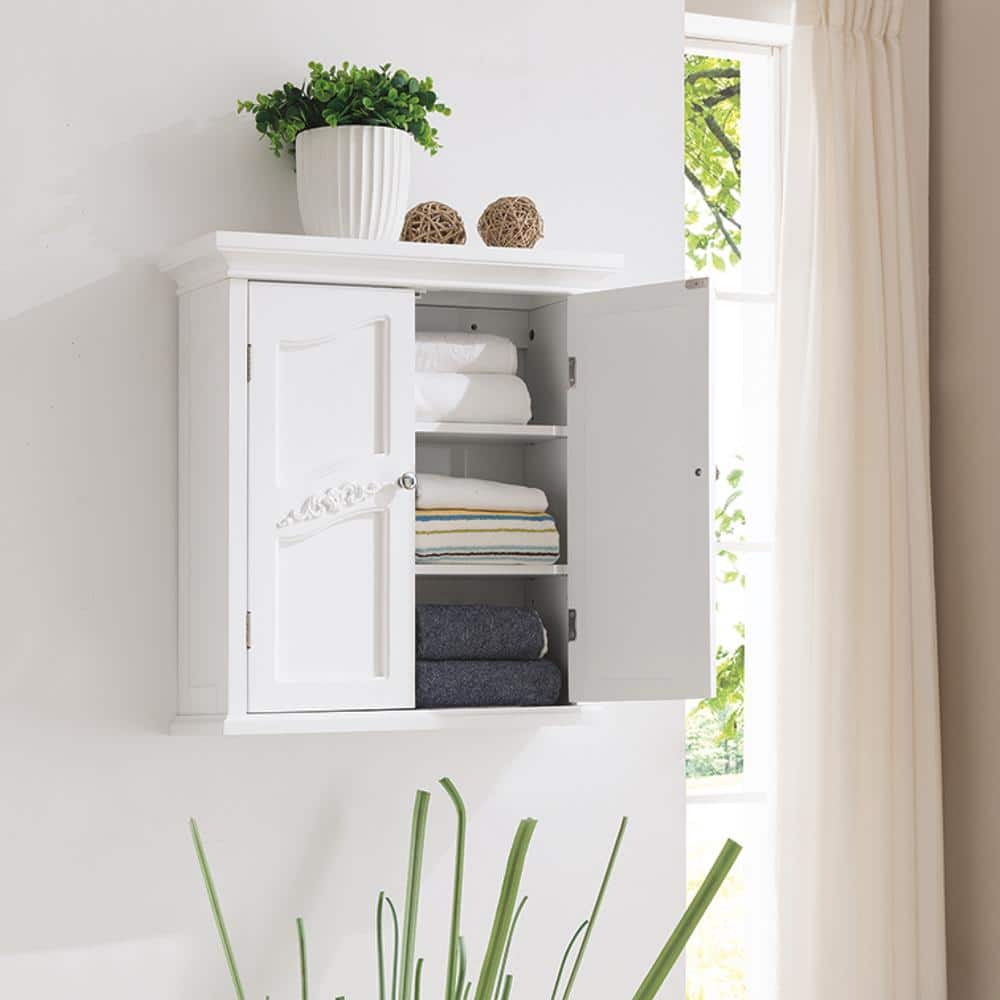 Versailles Elegant White 22" Engineered Wood Wall Cabinet