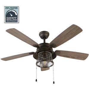 Shanahan 52 in. Indoor/Outdoor LED Bronze Ceiling Fan with Light Kit, Downrod and Reversible Blades