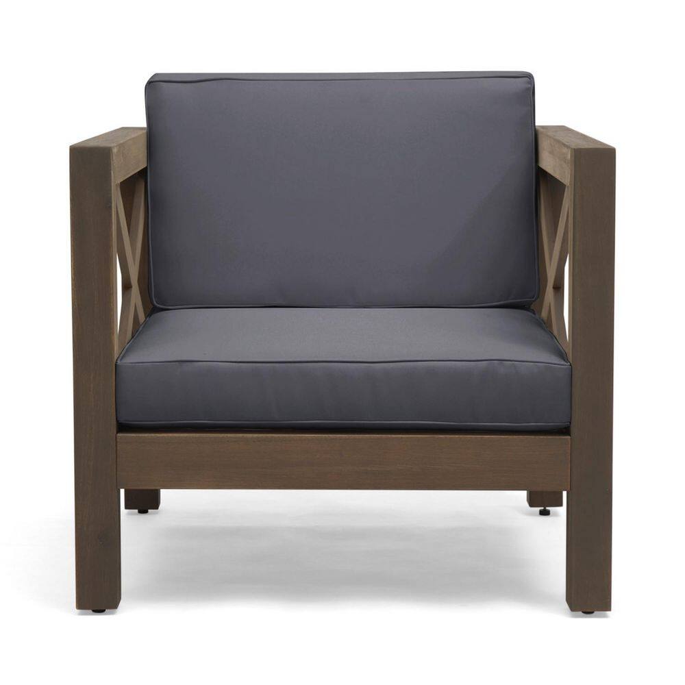 Anky Brown Wood Outdoor Lounge Chair with Gray Cushion price history on PriceWatchPro