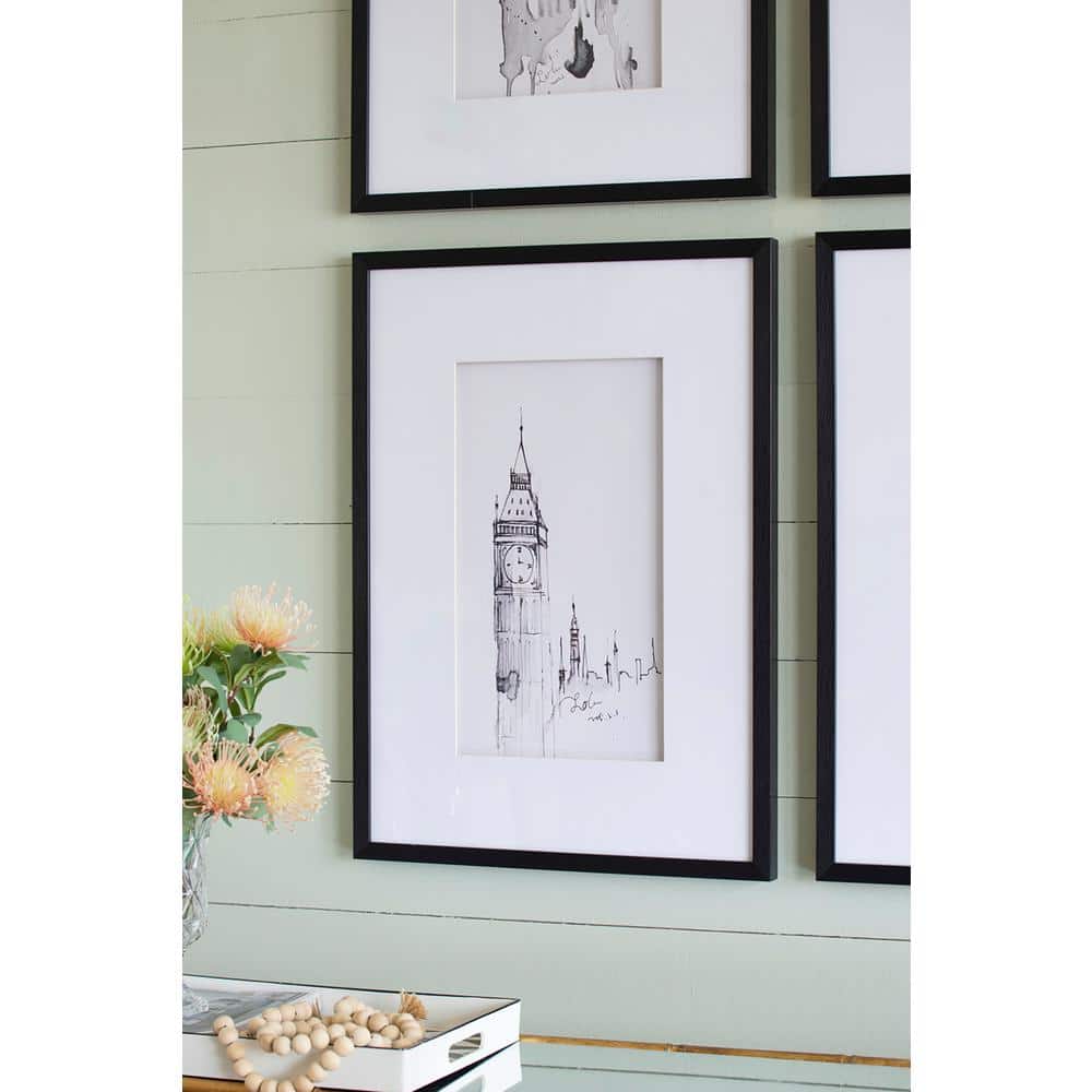 Black and White Architectural Framed Canvas Prints Set of 4