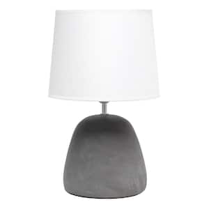 16.5 in. Gray Round Concrete Table Lamp with White Shade