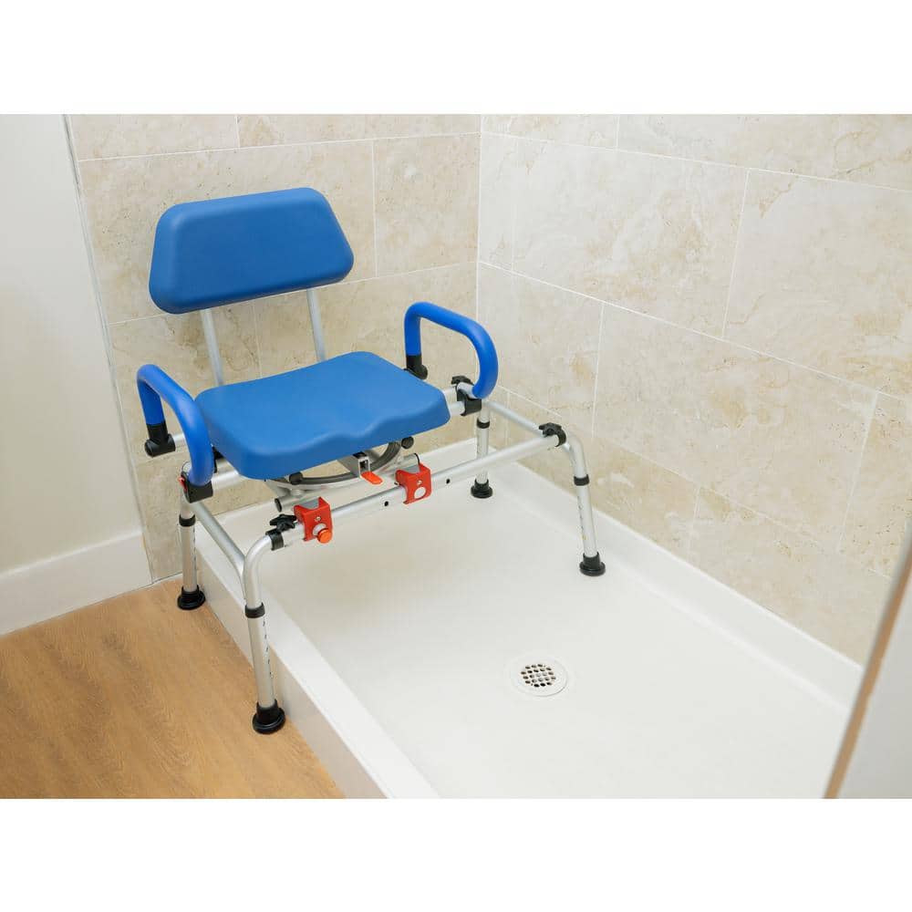 Blue Adjustable Plastic Tub Transfer Bench with Swivel Seat