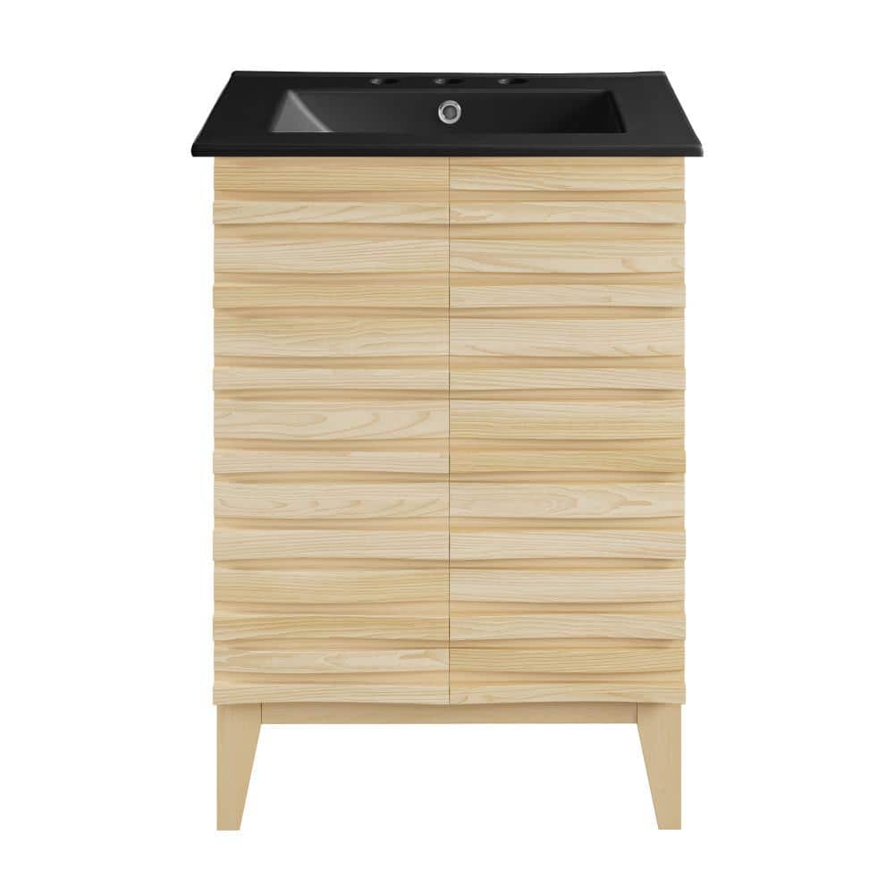 Cascade 24 in. W. Natural Oak Bathroom Vanity in Black with 3-Hole Ceramic Sink Top price history on PriceWatchPro