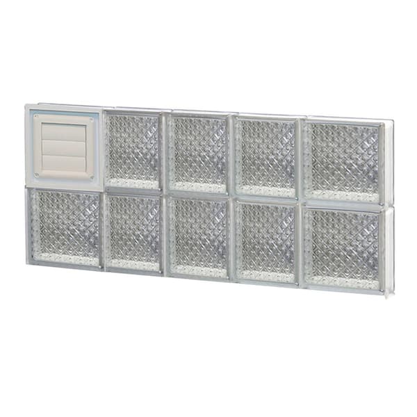 Clearly Secure 32.75 in. x 15.5 in. x 3.125 in. Frameless Diamond Pattern Glass Block Window with Dryer Vent