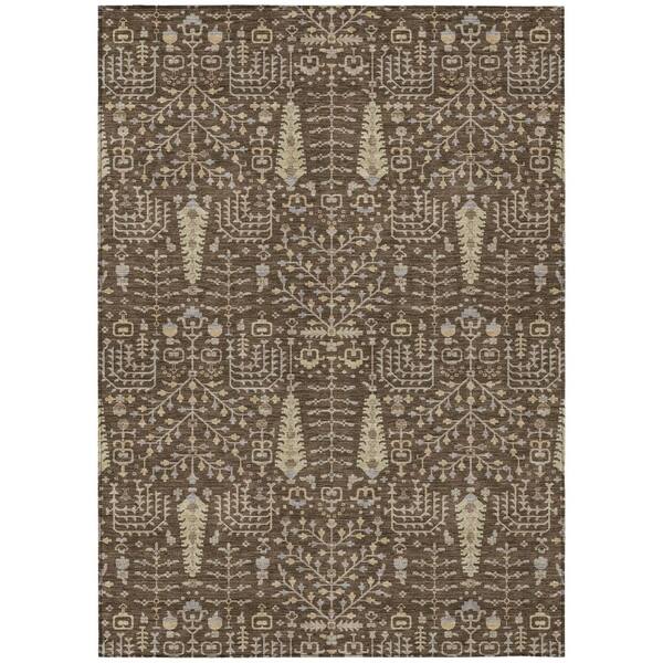 Chantille Machine Washable Indoor/Outdoor Abstract ACN3118 Chocolate 9 ft. x 12 ft. Area Rug