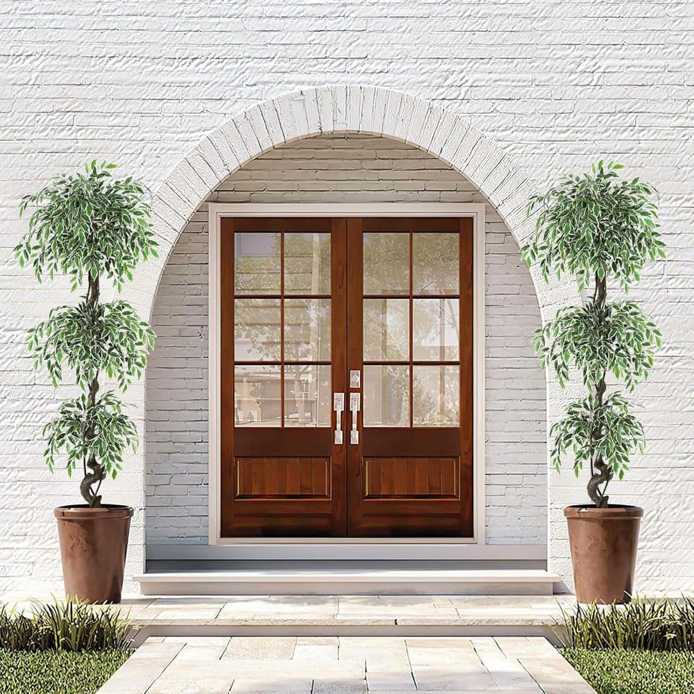6 ft. Ficus Tree,Artificial Ficus Tree with White Pot, Fake Tree with Dense Leaves and Pebbles for Home Office