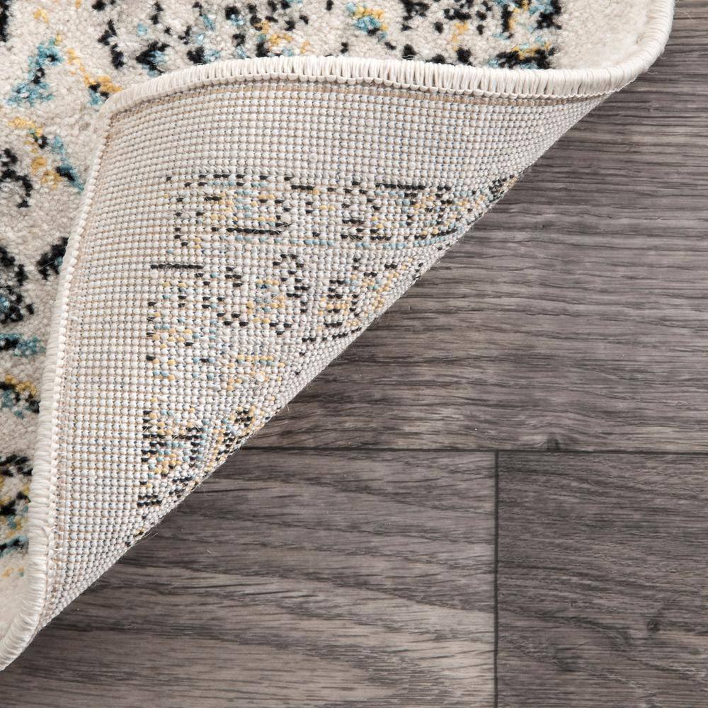 Gray and Beige Round Synthetic Persian Style Area Rug