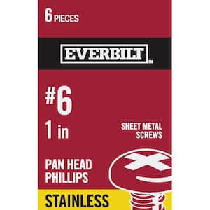 #6 x 1 in. Phillips Pan Head Stainless Steel Sheet Metal Screw (6-Pack)