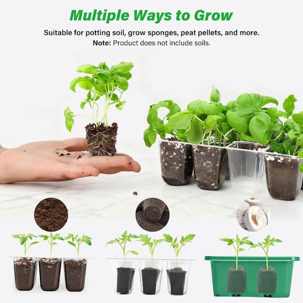 Primehome 5-Pack Seed Starter Trays with Clear Cover and Base  12 Cells Per Tray, 1.5 Inch Cells for Seeds Starting