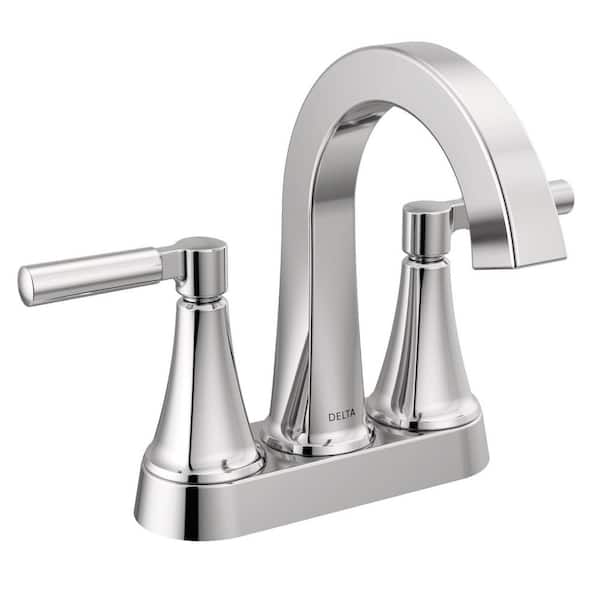 Delta Lorna 4 in. Centerset Double Handle Bathroom Faucet with Drain Kit Included in Chrome