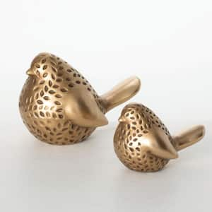 Gold 5.5 in. x 3.75 in. Ceramic Bird Figure (Set of 2)