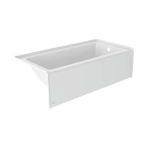 SIGNATURE 66 in. x 32 in. Whirlpool Bathtub with Right Drain in White with Heater