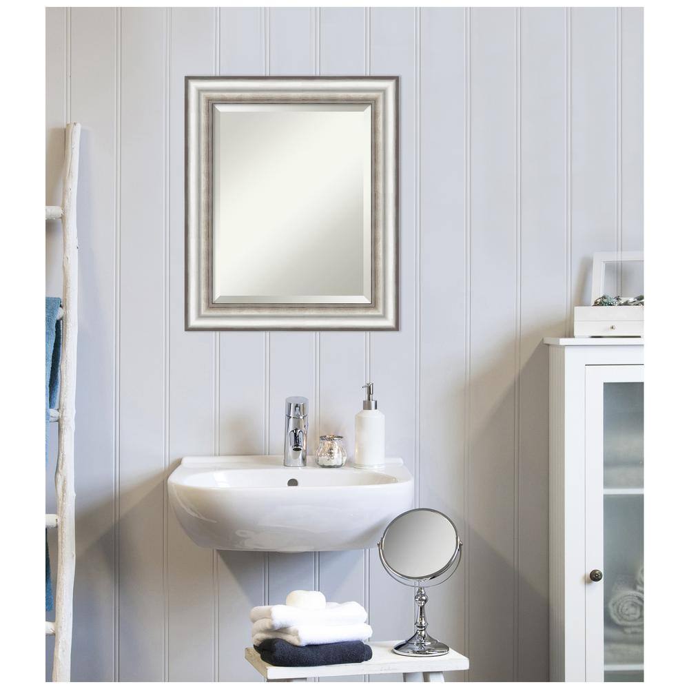 Rectangular Silver Beveled Bathroom Vanity Wall Mirror