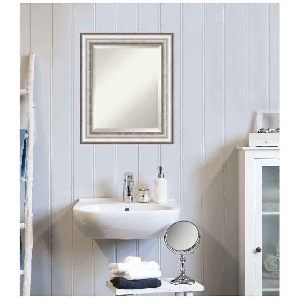 Rectangular Silver Beveled Bathroom Vanity Wall Mirror