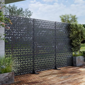 72 in. Daniel Metal Outdoor Garden Fence Privacy Screen Garden Screen Panels in Black