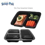 32oz. 3-Compartment Square Plastic Food Storage / Meal Prep Containers with Lids. (40-Pack)