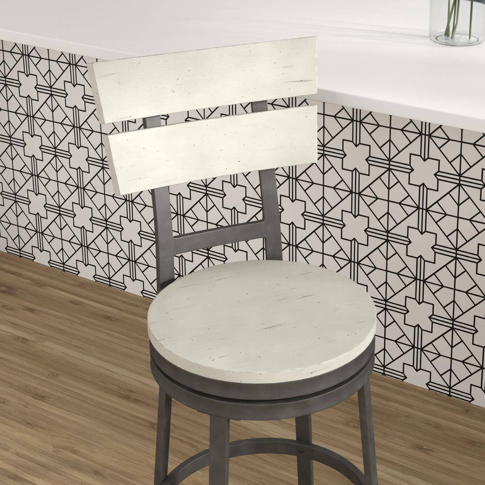 Colson 24" Distressed White and Gray Swivel Counter Stool