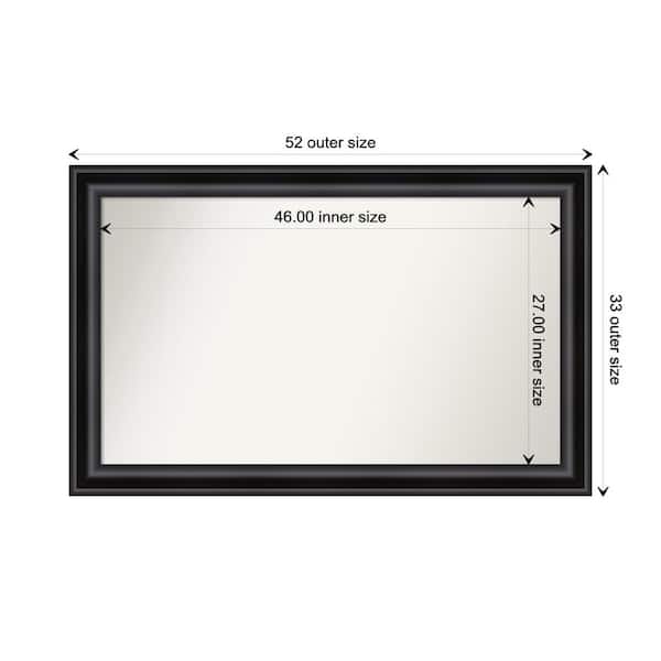 Amanti Art Grand Black 51.75 in. W x 32.75 in. H Custom Non-Beveled Recycled Polystyrene Framed Bathroom Vanity Wall Mirror