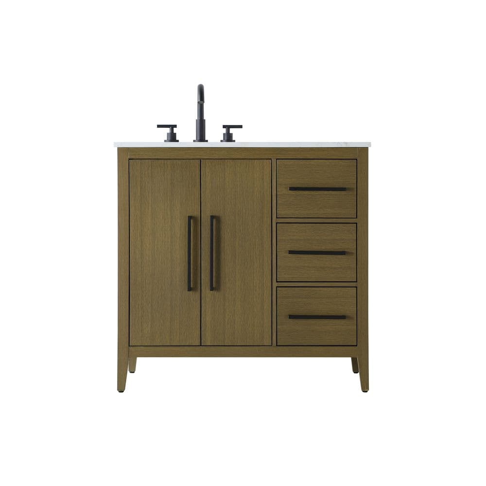 36 in. Single Sink Chestnut Brown Bath Vanity with White Engineered Marble Top price history on PriceWatchPro