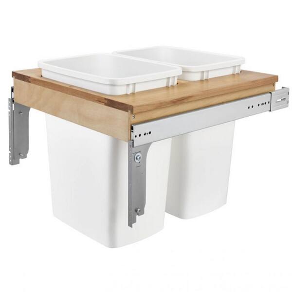 Rev-A-Shelf White Double Pull Out Top Mount Trash Can 35 Quart
