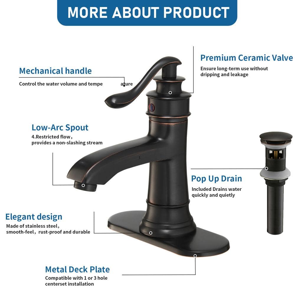 Oil Rubbed Bronze Single Handle Bathroom Faucet with Matte Finish