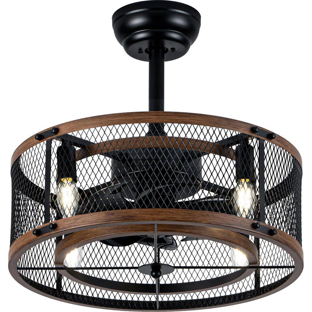 20 in. Indoor Downrod Standard Black Caged Ceiling Fan with Light and Remote, 6 Speeds Industrial Bladeless Fandelier price history on PriceWatchPro
