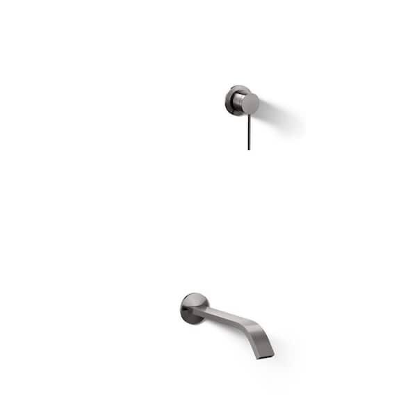 Components Wall-Mount Bathroom Sink Faucet Handle and Spout with Ribbon Design in Vibrant Titanium