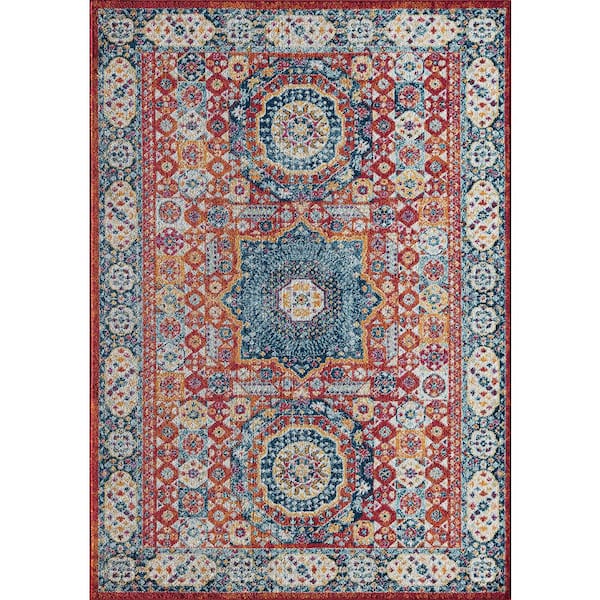 Rugs America Hailey Moroccan Red 2'6"x8' Vintage Blue Area Rug