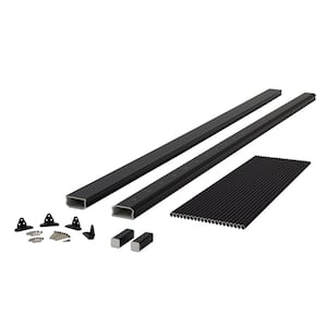 BRIO 42 in. x 96 in. (Actual: 42 in. x 94 in.) Black PVC Composite Line Railing Kit w/Round Aluminum Black Balusters