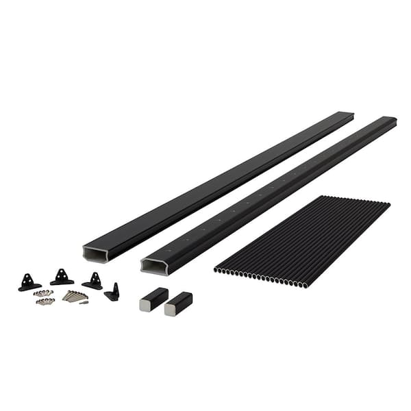 Fiberon BRIO 42 in. x 96 in. (Actual: 42 in. x 94 in.) Black PVC Composite Line Railing Kit w/Round Aluminum Black Balusters