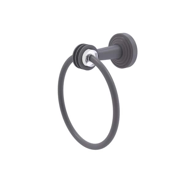 Allied Brass Pacific Beach Collection Wall Mounted Towel Ring with Dotted Accents in Matte Gray