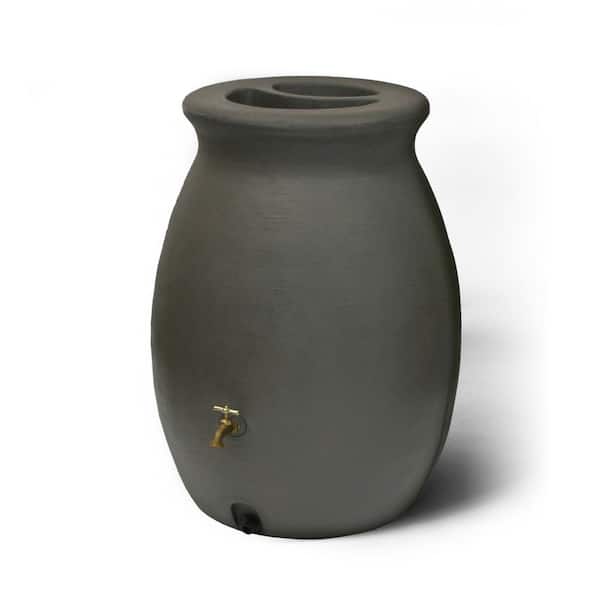 Algreen Castilla 50 Gal. Brownstone Decorative Rain Barrel with Planter