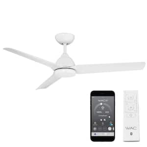 Mocha 54 in. Indoor/Outdoor Matte White 3-Blade Smart Compatible Ceiling Fan with Remote Control