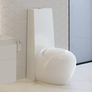 Plaisir 1-piece 1.1/1.6 GPF Dual Flush Elongated Egg Toilet in Glossy White, Seat Included