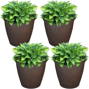 Anjelica 16 in. Rust Poly Outdoor Flower Pot Planter (4-Pack)