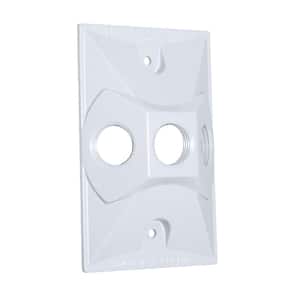 1-Gang Metal Weatherproof Electrical Lamp Holder Cover with (3) 1/2 inch Holes, White