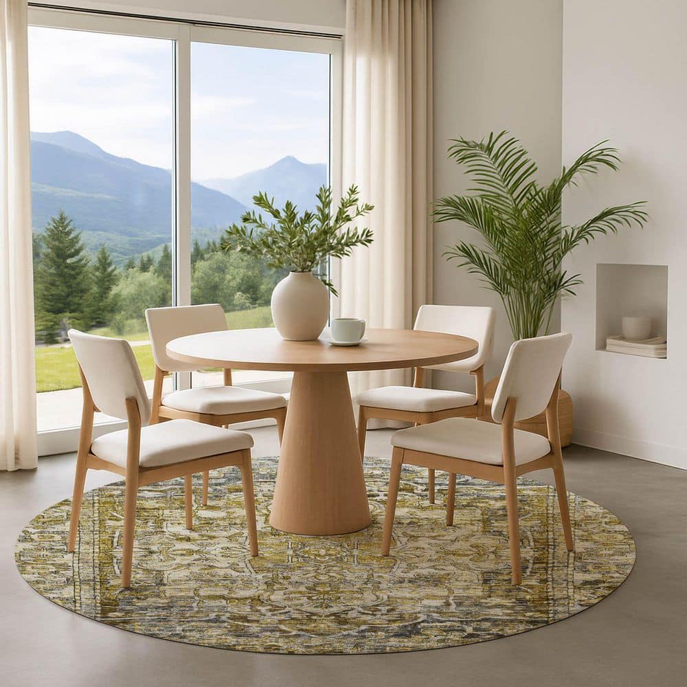 Mayfield Premium Machine Washable Abstract AMF1728 Pewter 8 ft. x 8 ft. Round Rug price history on PriceWatchPro