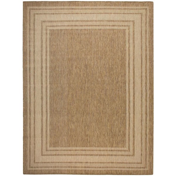 Horizon Indoor/Outdoor Natural 8 ft. x 10 ft. Bordered Contemporary Area Rug