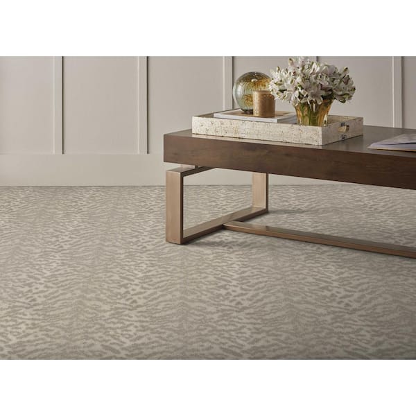 Fearless Stone Gray 13.2 ft. 36 oz. Wool Pattern Installed Carpet