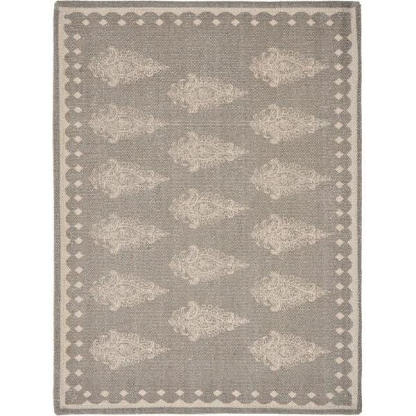 Gray and Cream Damask Cotton Placemats Set of 4