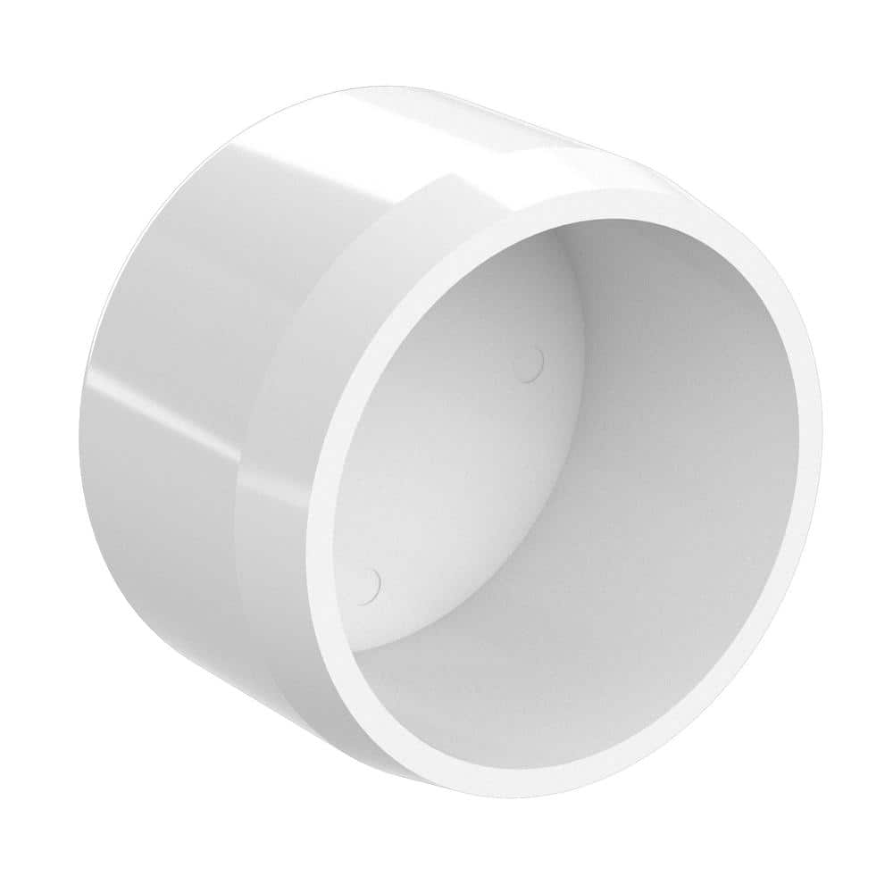 White 2'' PVC External End Cap, Pack of 10