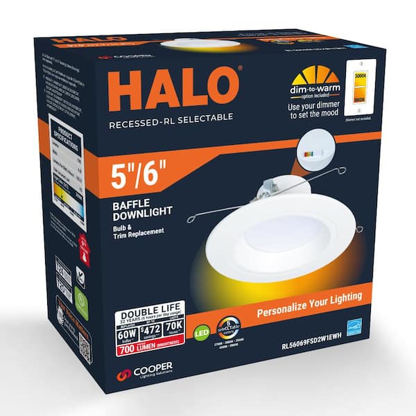 RL56 Series 5/6-inch recessed LED retrofit module. Selectable CCT Integrated LED Matte White, 600 Lumens