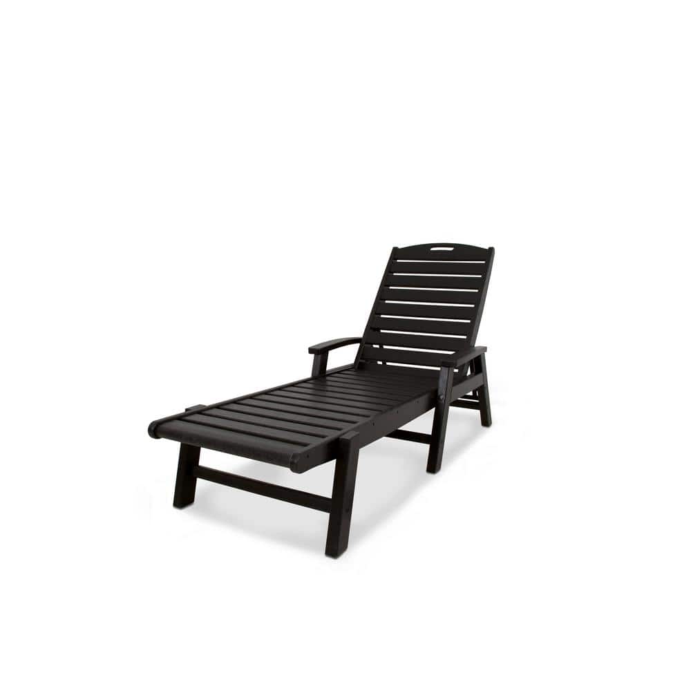 Trex Outdoor Furniture Yacht Club Charcoal Black Plastic Outdoor Patio Stackable Chaise Lounge