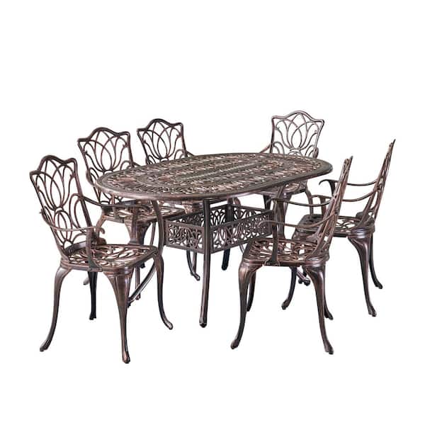 Haitian 7-Piece Copper Aluminum Outdoor Patio Dining Set
