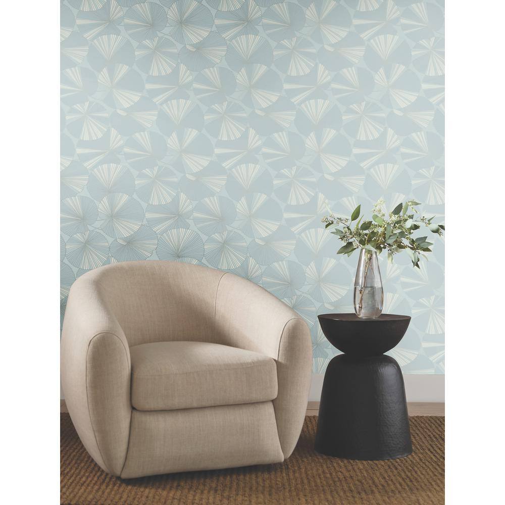 Spa Blue and White Non-pasted Washable Wallpaper