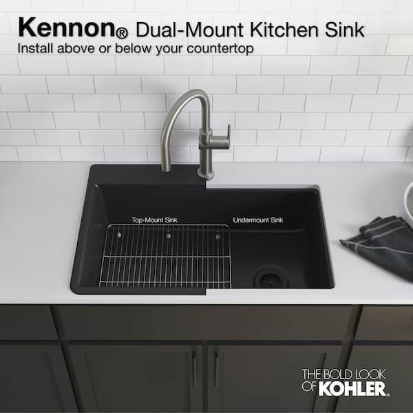 Kohler K-28003-1-CM1 Matte Black Kennon 25 x 22 x 10-5/8 Neoroc Top-mount/undermount Single-Bowl Kitchen Sink