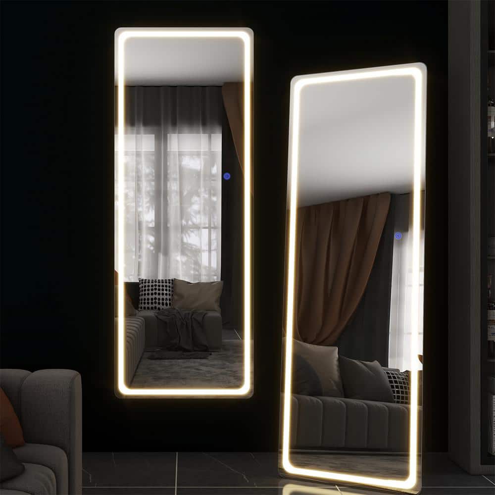 16 in. W x 63 in. H Modern Rectangle Aluminium Alloy Frameless Silver Full 