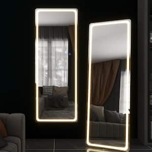 16 in. W x 63 in. H Modern Rectangle Aluminium Alloy Frameless Silver Full Length Mirror With Rounded Corner